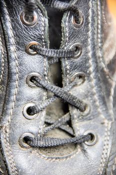 Close up of a shoe with laces and laces