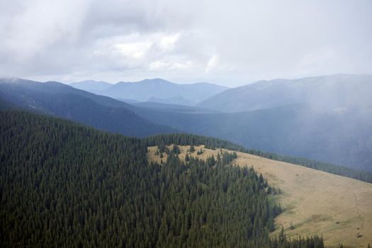 mountain landscape with cloud sky Carpathian Ukraine Beautiful landscape view