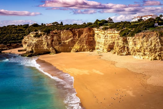 Beach and cliffs of Senhora da rocha, in Lagoa, Algarve, Portugal