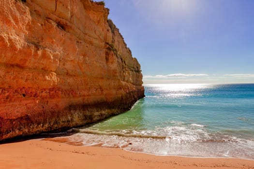 Beach and cliffs of Senhora da rocha, in Lagoa, Algarve, Portugal