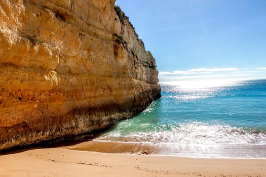 Beach and cliffs of Senhora da rocha, in Lagoa, Algarve, Portugal