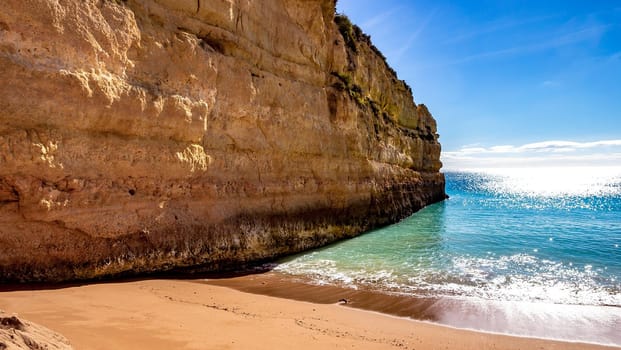 Beach and cliffs of Senhora da rocha, in Lagoa, Algarve, Portugal