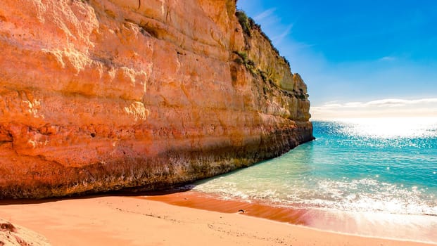 Beach and cliffs of Senhora da rocha, in Lagoa, Algarve, Portugal