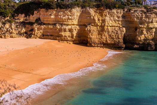 Beach and cliffs of Senhora da rocha, in Lagoa, Algarve, Portugal