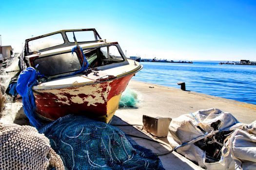Fishing boats moored in the port of Santa Pola, Alicante