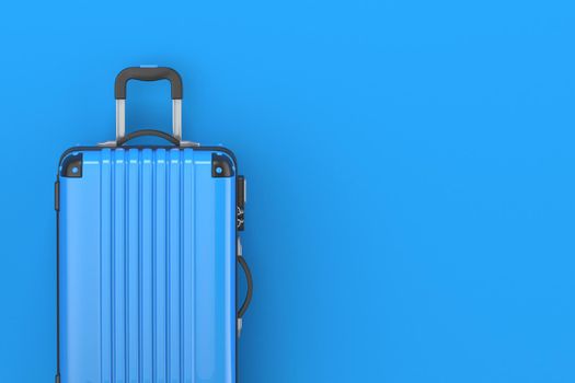 Blue suitcase 3D render illustration isolated on blue background