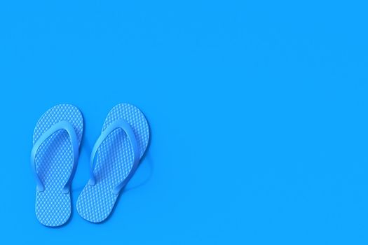 Blue flip flops 3D render illustration isolated on blue background