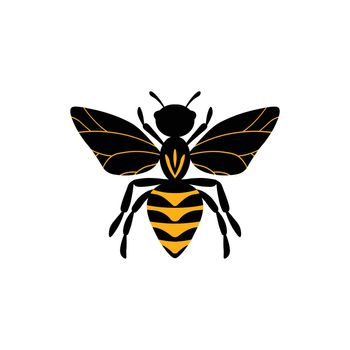 Cartoon bee mascot. A small bees flies. Wasp collection. Vector characters. Incest icon. Template design for invitation, cards. Doodle style.