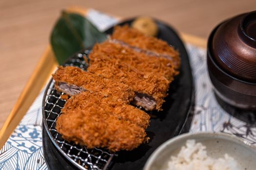 Japanese pork cutlet on a table