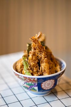 Macro shot of Japanese fried shrimp