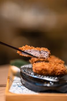 Macro shot of Japanese pork cutlet