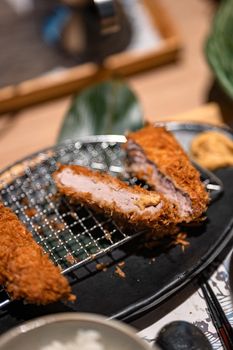 Macro shot of Japanese pork cutlet