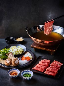 Shabu-shabu served on a table