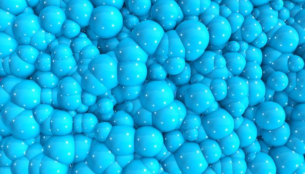 Bubble background blue close-up 3d rendering abstract design