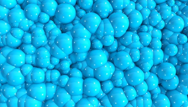 Bubble background blue close-up 3d rendering abstract design