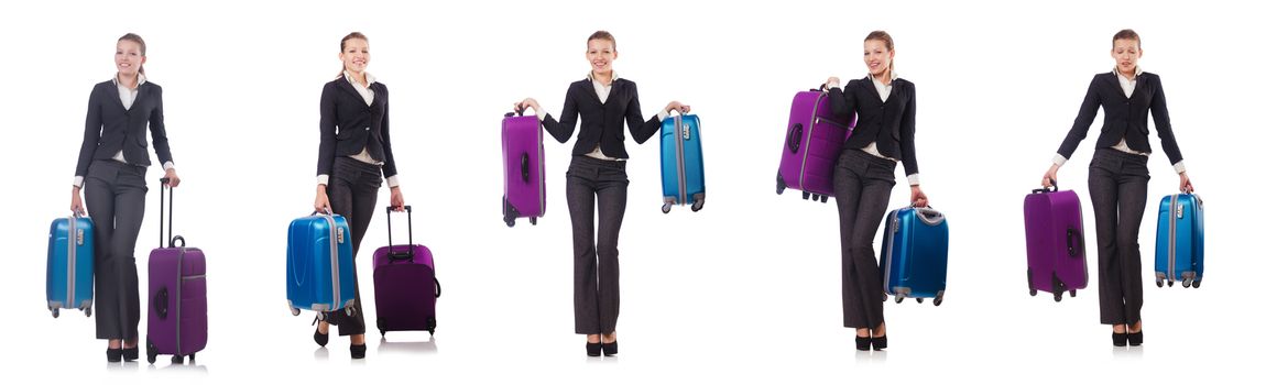 Woman with suitacases preparing for summer vacation