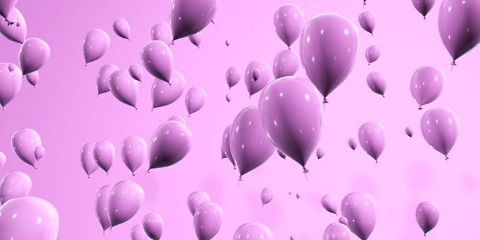 Pink Violet baloons background 3d rendering abstract minimalistic design