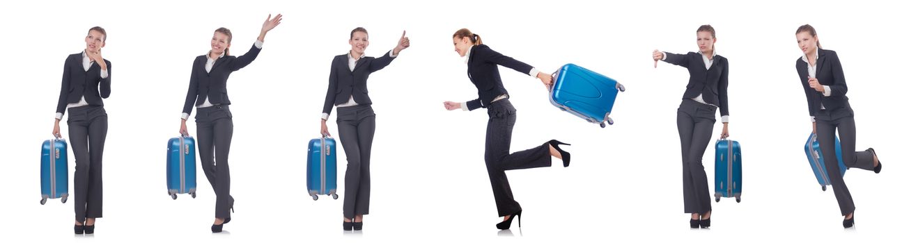 Woman with suitacases preparing for summer vacation