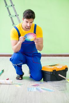 Young man doing home renovation 