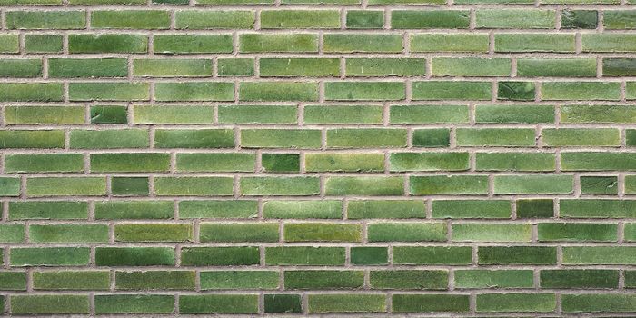 wide 4K green brick wall useful as a background