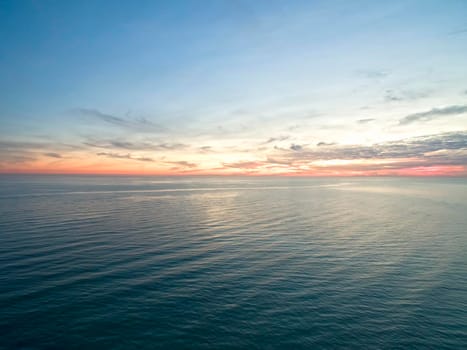 Aerial view of the seascape at sunset.