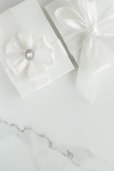 Romantic celebration, lifestyle and holiday present concept - Luxury wedding gifts on marble