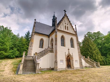 Old Schwarzenberg tomb located in Orlik castle park, near the Orlik dam built on Vltva river, Czech Republic..
