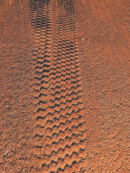 Footprints and service marks on a outside  tennis court, details