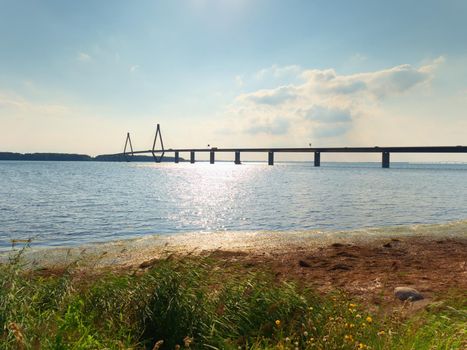 The Faroe Bridge (Danish: Farøbroerne). The two road bridge connect the islands of Falster and Zealand in Denmark, photo taken from Farø island.