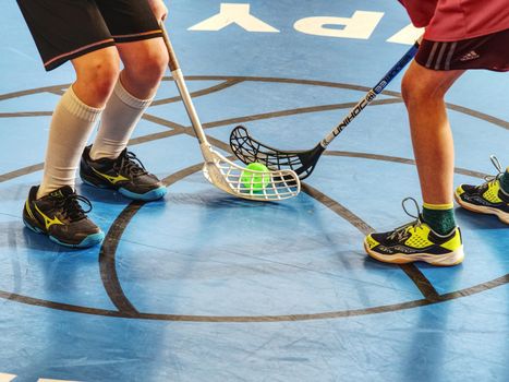 March 12th 2019, Floorball Fat Pipe Open Junior 2019,  Zakupy, Czech Republic. Players are ready for beginning of the game