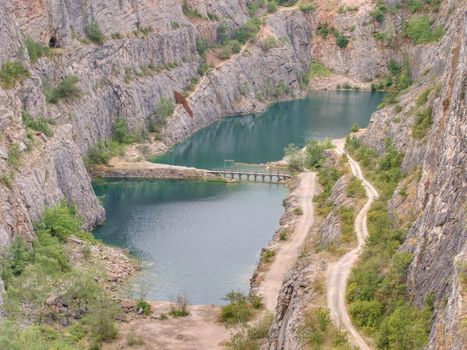 Velka Amerika is abandoned dolomite quarry for cement production. Czech Republic, Europe.