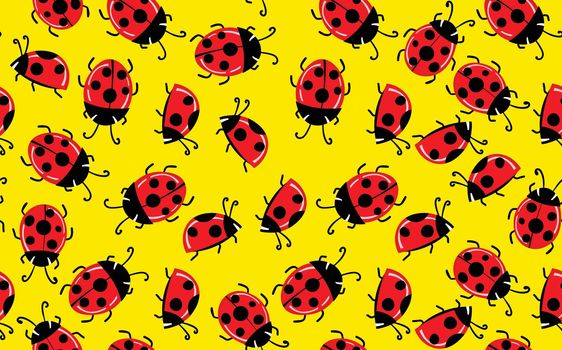 Fashion animal seamless pattern with colorful ladybird on color background. Cute holiday illustration with ladybags for baby. Design for invitation, poster, card, fabric, textile.