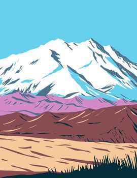 WPA Poster Art of Denali National Park and Preserve formerly known as Mount McKinley National Park located in Interior Alaska done in works project administration style or federal art project style.