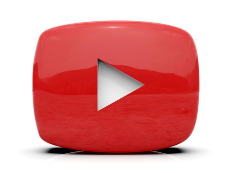 Youtube Play Button Sign Video Icon Logo, Online Broadcasting Service Symbol, Social Media Sign, Youtube Video Streaming Mobile App, Video-Sharing Site Upload, View and Share Videos, 3d Illustration