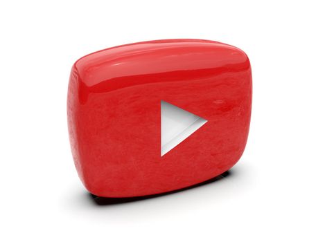 Youtube Play Button Sign Video Icon Logo, Online Broadcasting Service Symbol, Social Media Sign, Youtube Video Streaming Mobile App, Video-Sharing Site Upload, View and Share Videos, 3d Illustration
