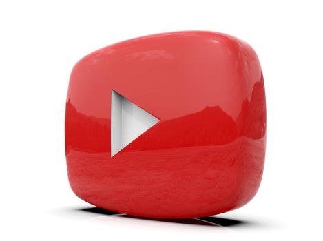 Youtube Play Button Sign Video Icon Logo, Online Broadcasting Service Symbol, Social Media Sign, Youtube Video Streaming Mobile App, Video-Sharing Site Upload, View and Share Videos, 3d Illustration