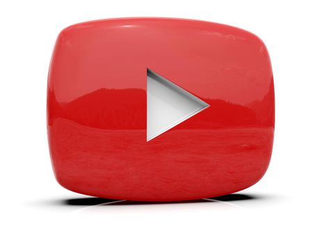 Youtube Play Button Sign Video Icon Logo, Online Broadcasting Service Symbol, Social Media Sign, Youtube Video Streaming Mobile App, Video-Sharing Site Upload, View and Share Videos, 3d Illustration