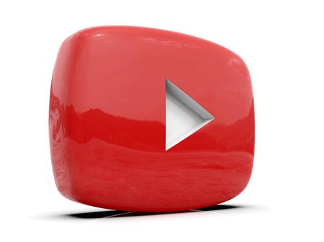 Youtube Play Button Sign Video Icon Logo, Online Broadcasting Service Symbol, Social Media Sign, Youtube Video Streaming Mobile App, Video-Sharing Site Upload, View and Share Videos, 3d Illustration
