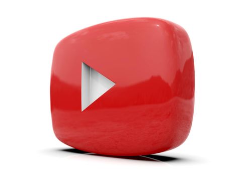 Youtube Play Button Sign Video Icon Logo, Online Broadcasting Service Symbol, Social Media Sign, Youtube Video Streaming Mobile App, Video-Sharing Site Upload, View and Share Videos, 3d Illustration