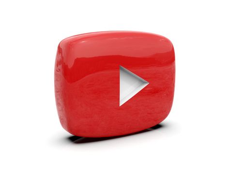 Youtube Play Button Sign Video Icon Logo, Online Broadcasting Service Symbol, Social Media Sign, Youtube Video Streaming Mobile App, Video-Sharing Site Upload, View and Share Videos, 3d Illustration