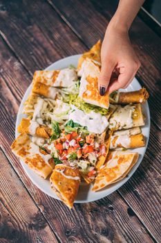 A delcious quesadillas platter snack