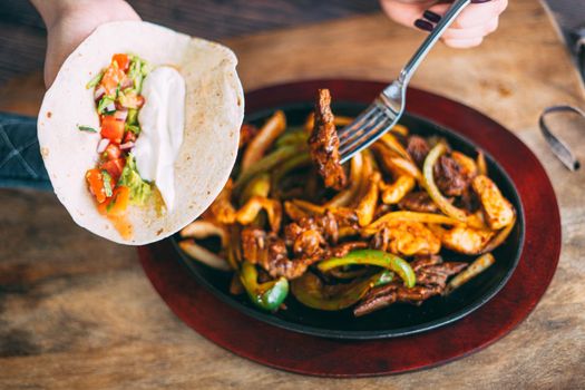 A pan of delicious taco fillings