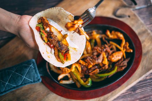 A pan of delicious taco fillings