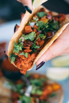 A plate of tacos and tortilla snacks