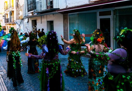 VELEZ-MALAGA, SPAIN - JANUARY 5, 2018 Parade on the occasion of the Epiphany holiday  in Malaga province, holiday day, procession