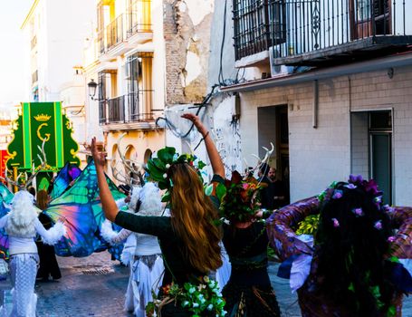 VELEZ-MALAGA, SPAIN - JANUARY 5, 2018 Parade on the occasion of the Epiphany holiday  in Malaga province, holiday day, procession