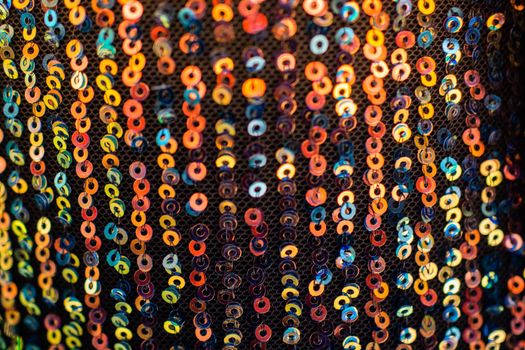 Sequined Circular Beaded for Glamour Vibrant Glittery Bokeh Festive Cloth