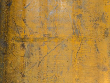 flat dry yellow rusted iron flat sheet surface close-up background and texture