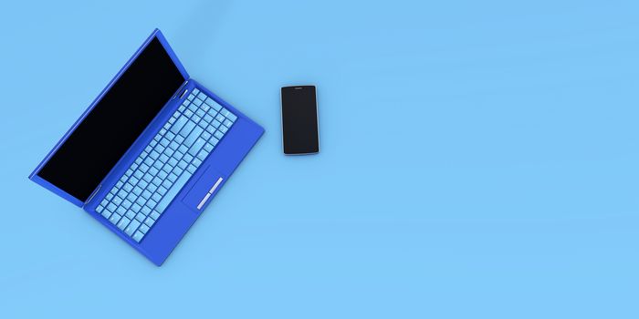 Smartphone Laptop concept 3d rendering isolated design