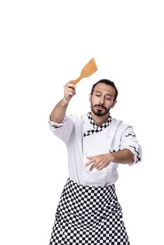 Funny male cook isolated on the white background